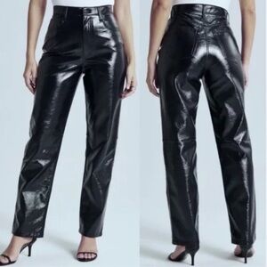 Abercrombie & Fitch curve love the 90s Straight Pants leather shiny
